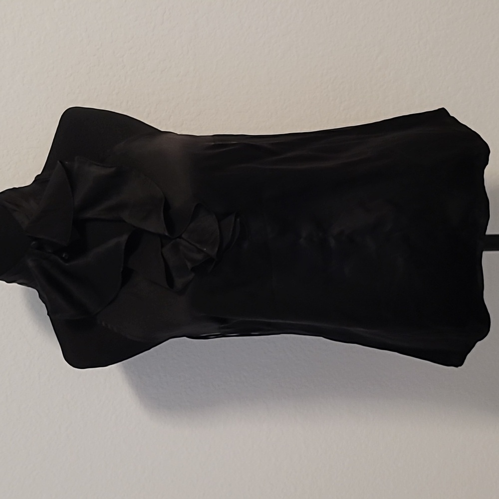 Black silk halter top with mock neck and in small